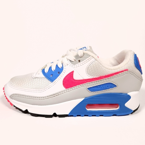 Nike Air Max 90 White/Hot Coral-Blue Crystal Womens Size 7 DA8856 100 Good Con - Picture 3 of 15